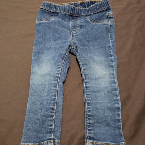 H&M Blue Jeans Stretchy Comfortable Elastic Waistband 9-12 Size - Picture 1 of 8